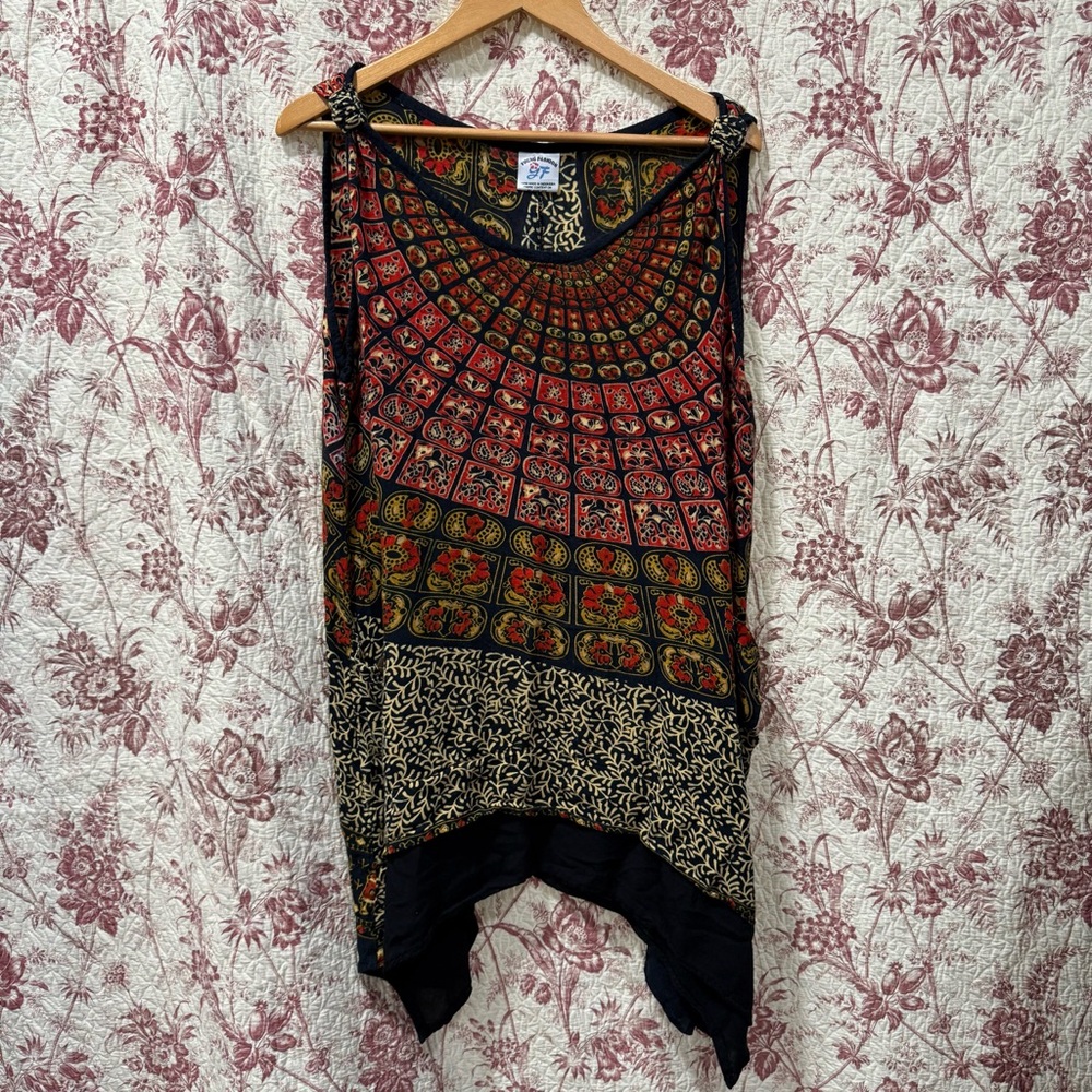 🌺 Young Fashion Hand-Made Boho Tunic Top – 100% Rayon – One Size